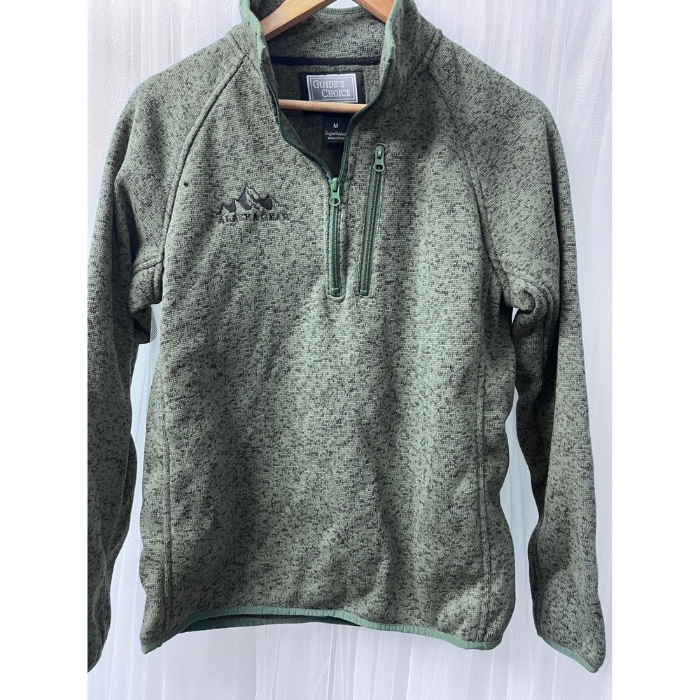 Guides Choice Alaska Gear Mens Medium Green Marled Quarter Zip Fleece Pullover